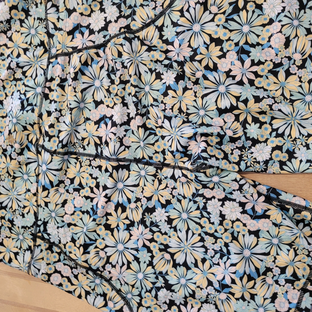Kensie Floral Activewear Set - Black, Yellow, Blue